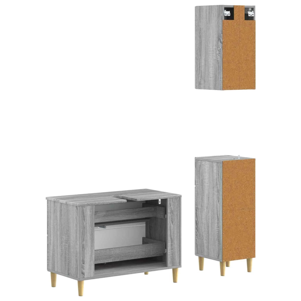 Set di armadietti da bagno in 3 pezzi DELFT Sonoma grigio 3417789
