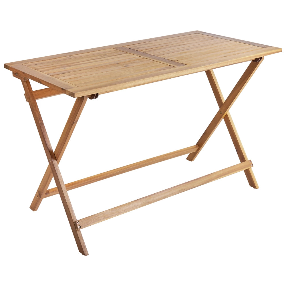 Tavolo da pranzo da giardino in legno di acacia rettangolare in legno chiaro 120 x 60 cm pieghevole stile retrò tradizionale