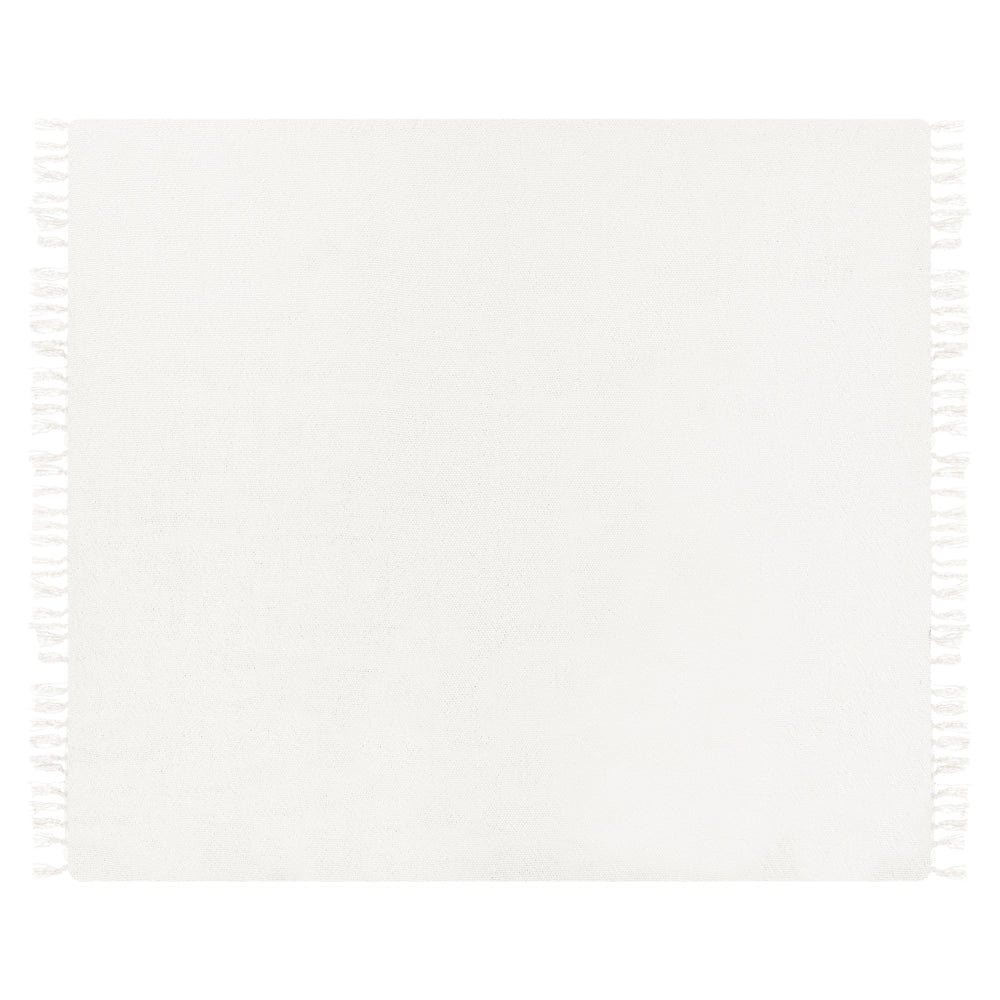 Coperta tessuta a mano con frange 200 x 220 cm bianco crema stile classico morbida letto divano