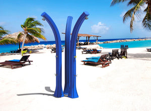 Doccia Solare da Giardino 44L Miscelatore e Lavapiedi e Temporizzatore Arkema Happy XL Blu