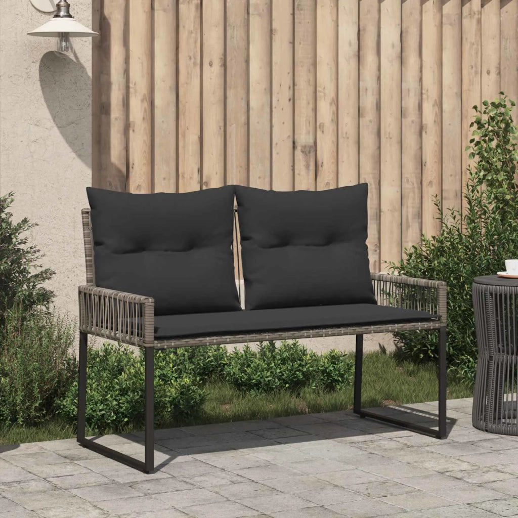 Panchina da esterno 4 pcs Grigio e Grigio Scuro polyrattan