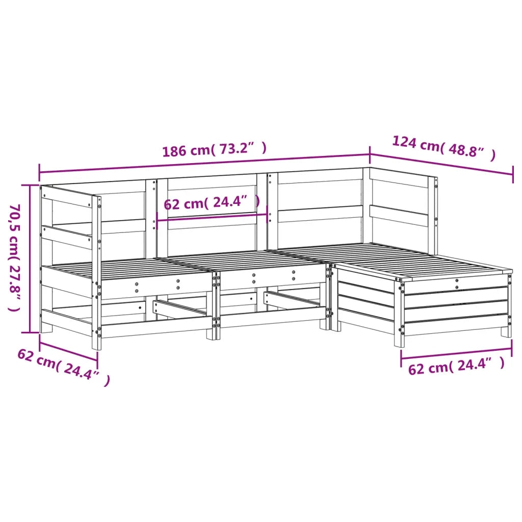 Set Divani da Giardino 4 pz in Legno Massello Abete Douglas 3250786