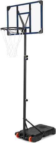 Canestro da Basket da Esterno, Canestro da Basket per Bambini con Altezza Regolabile 206-273,5 cm, Tabellone 82 cm e Base Riempiibile con Ruote, Sistema di Basket Portatile da Interno