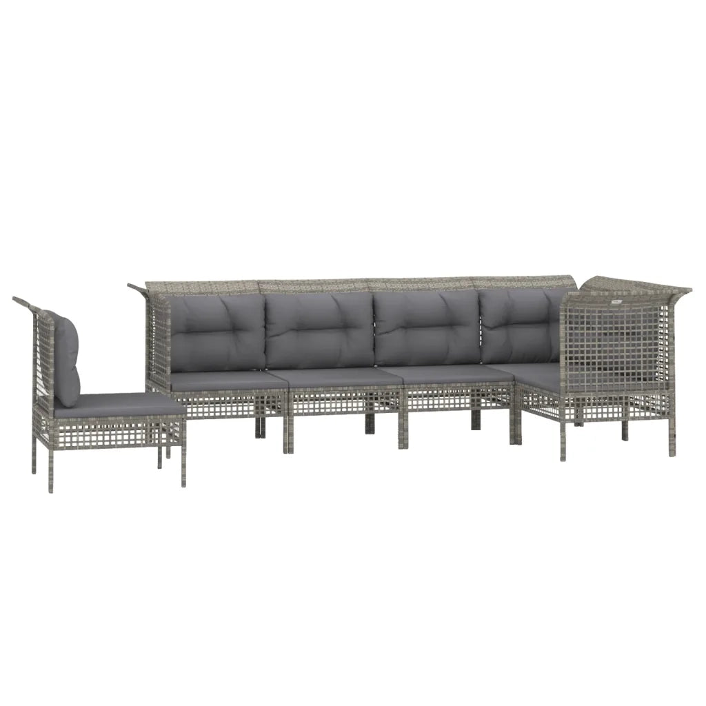 Set Divani da Giardino 6 pz con Cuscini in Polyrattan Grigiocod mxl 124602