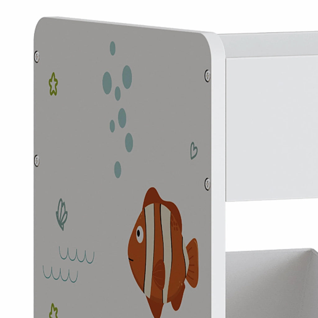 Scaffale dal design senza tempo per soggiorno camera da letto mobiletto portaoggetti per bambini con motivo sogno acqua 80 x 90 x 30 cm bianco verde viola 03_0011219