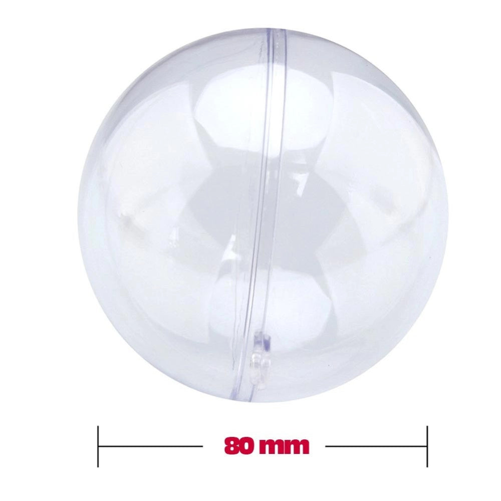 Trade Shop - Sfere Natalizie Palline Trasparenti Apribili Da Riempire Decorazione Natale 2pz 8cm -