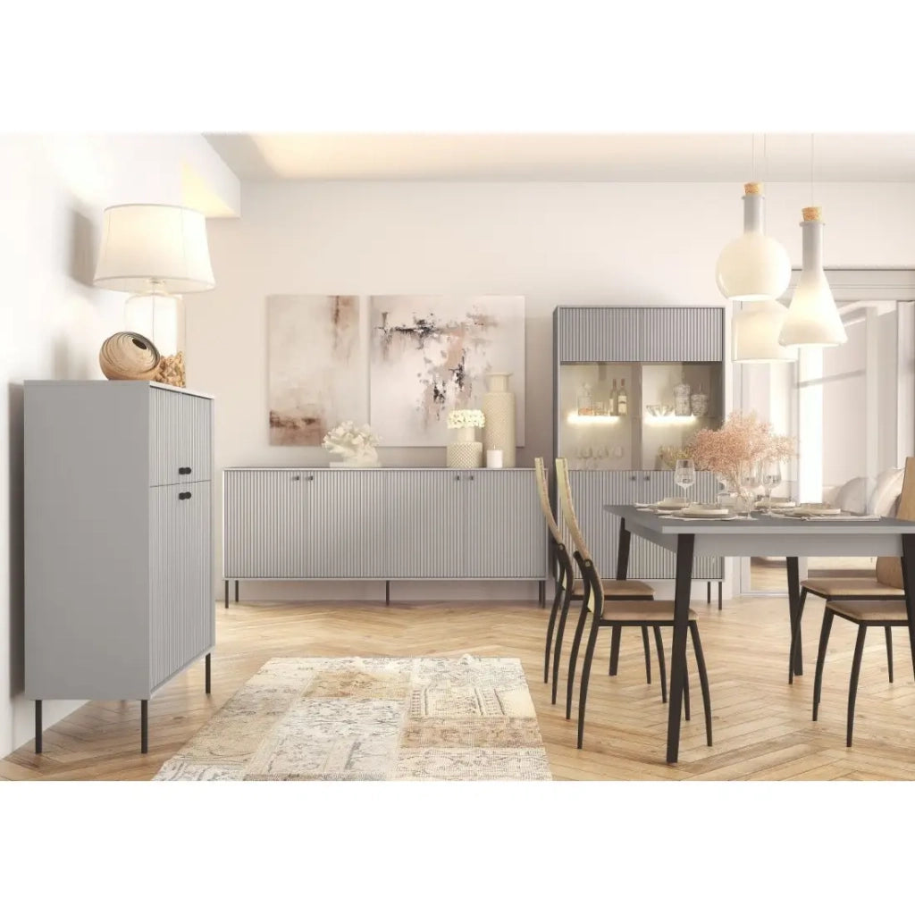 Tavolo Estensibile 8 Persone - Collezione ISIS piano grigio / piedi neri