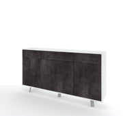 Credenza 3 ante/3 cassetti VELBRUK bianco pietra/nero pietra