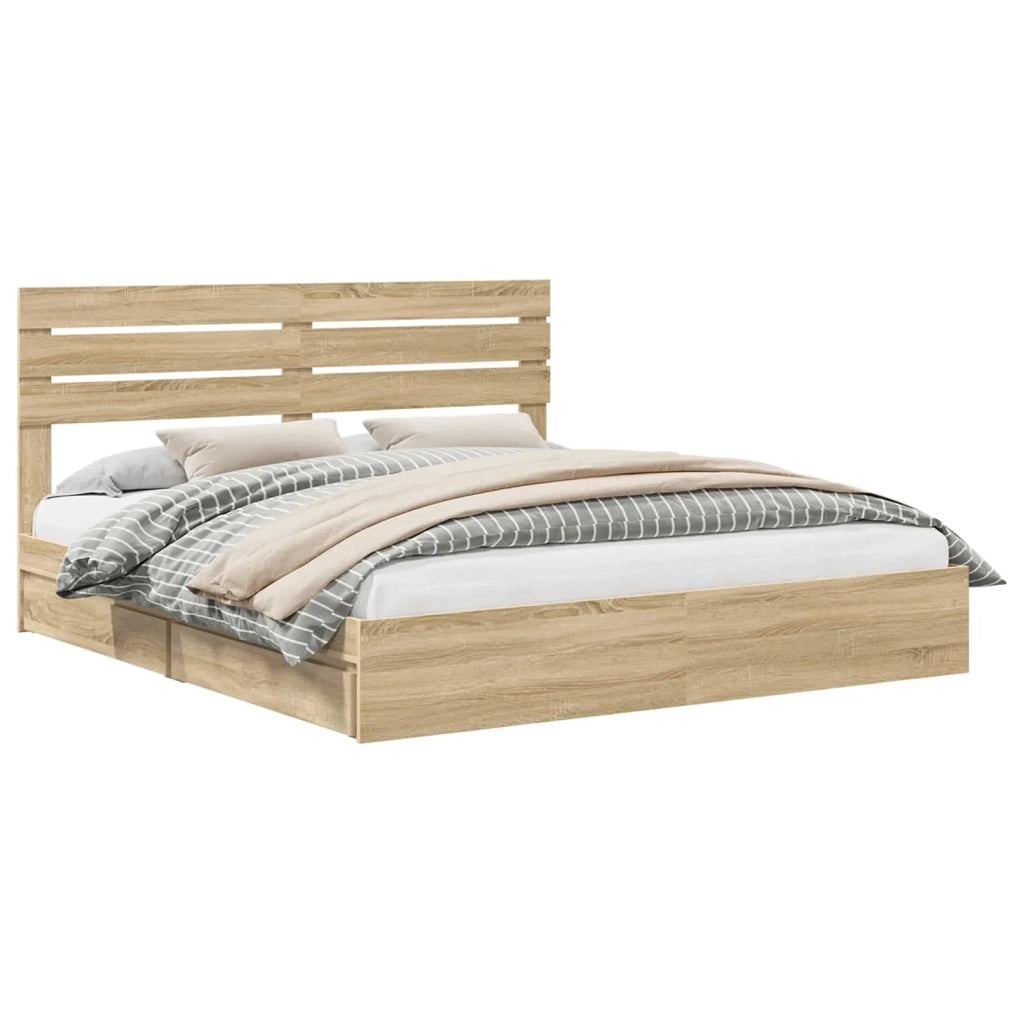 Letto con Contenitore con testiera Rovere Sonoma 180 x 200 cm