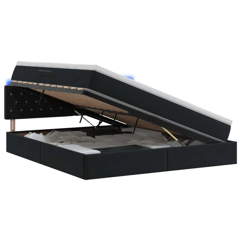 Letto con contenitore LED e materasso Nero 160 x 200 cm Velluto 3459200