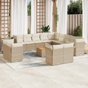 Set Divani da Giardino 14pz con Cuscini in Polyrattan Beige 3256289