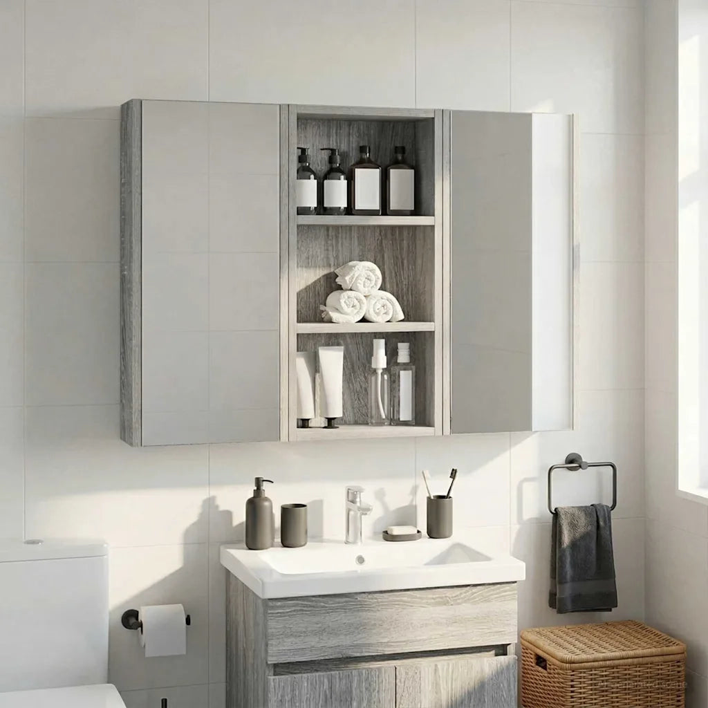 Armadio da bagno a muro Sonoma grigia 30 x 10 x 60,5 cm 889324