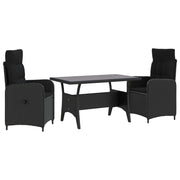 Set da pranzo per esterni 3 pcs Nero polyrattan 3422256