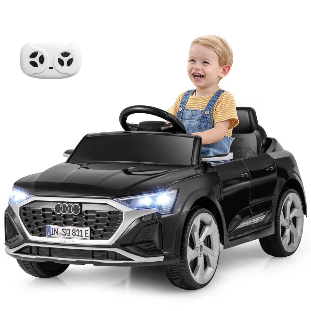 Auto elettrica per bambini audi sq8 licenziata, Veicolo 12V con telecomando clacson luci LED musica e 3 velocit¨¤ Nero-Macchinine giocattoli