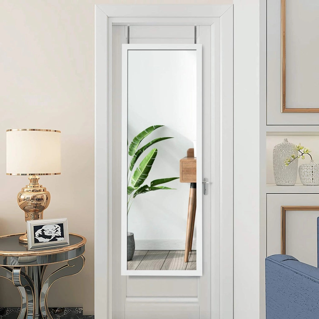 Specchio sulla Porta o sul Muro, Specchio a Figura Intera, Specchio Montato al Muro per Camera da Letto Salone Spogliatoio,120 x 37 cm (Bianco)