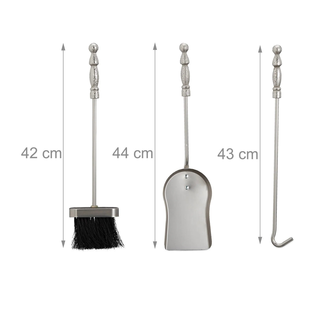 Set attrezzi per camino a 4 pezzi originale pratico lunghezza ottimale in ghisa nera 13_0003760