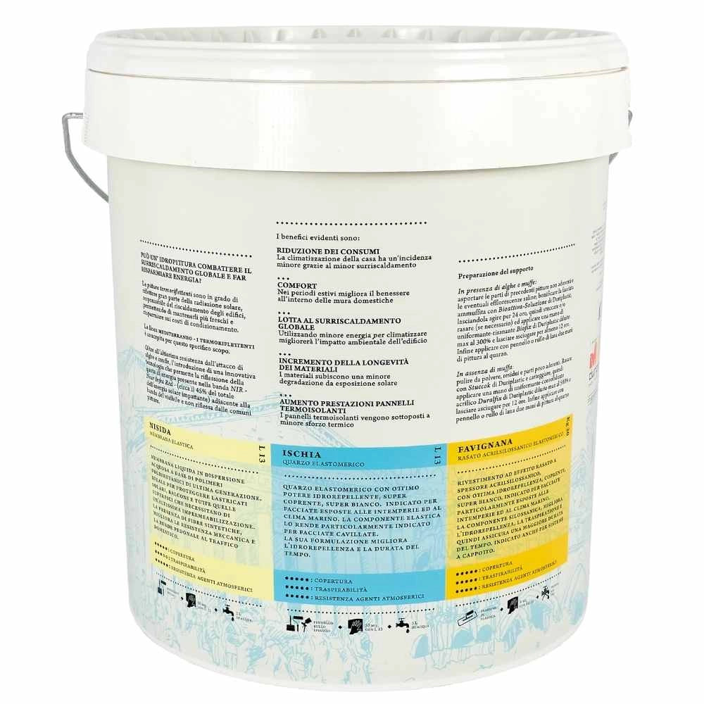 Idropittura quarzo elastomerico termoriflettente ischia antialga bianco litri 4