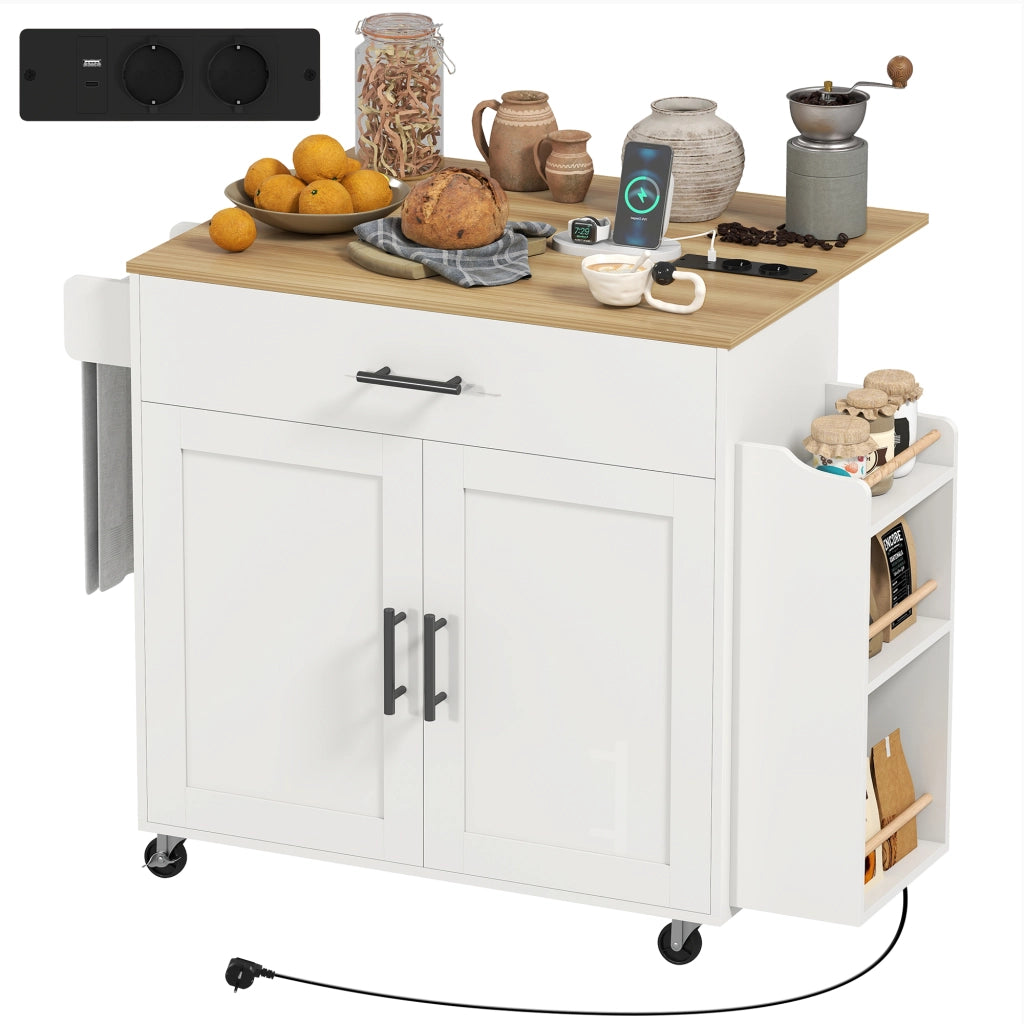 Tavolo da cucina con ripiano ribaltabile e cassetto ¨C Minimal ¨C 120x68x85 Bianco
