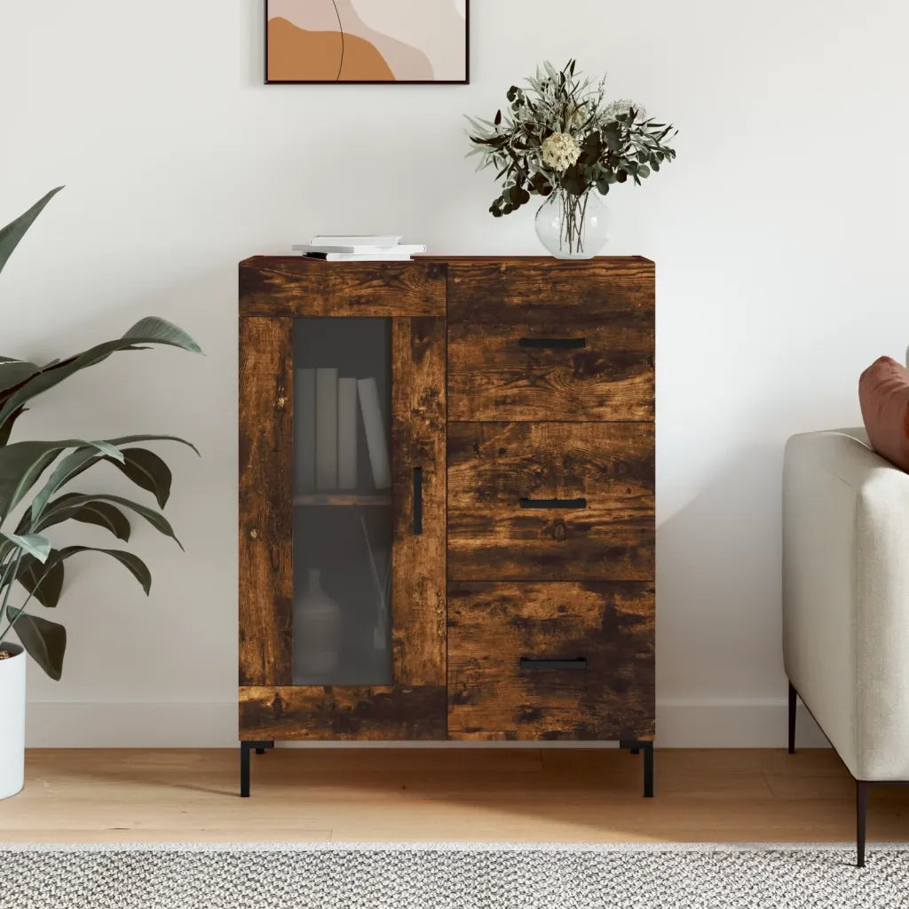 Credenza Rovere Fumo 69,5x34x90 cm in Legno Multistrato 828049