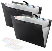 Map A4 fuorirotolo con 7 sezioni, documenti 2 in 1, map A4 in plastica con design di chiusura robusto, progettato per prevenire la dispersione, anello con chiusura a nodo, indice per mappe, colore nero