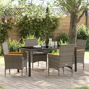 Set da Pranzo per Giardino con cuscino 5 pcs Grigio polyrattan 3379852