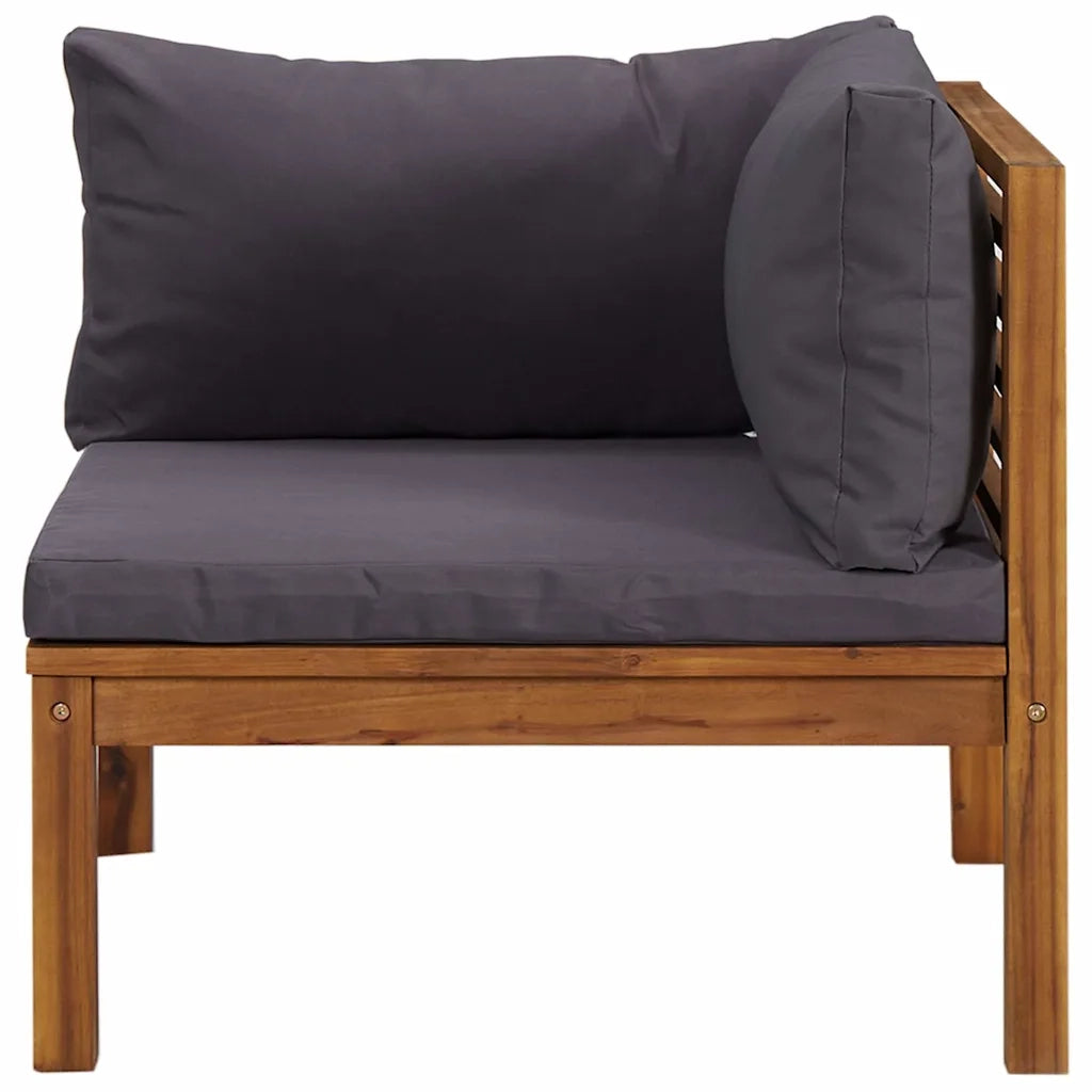 Salotto da Giardino-Set Divani da Giardino 2 pz con Cuscini Grigio Scuro in Acacia 208097