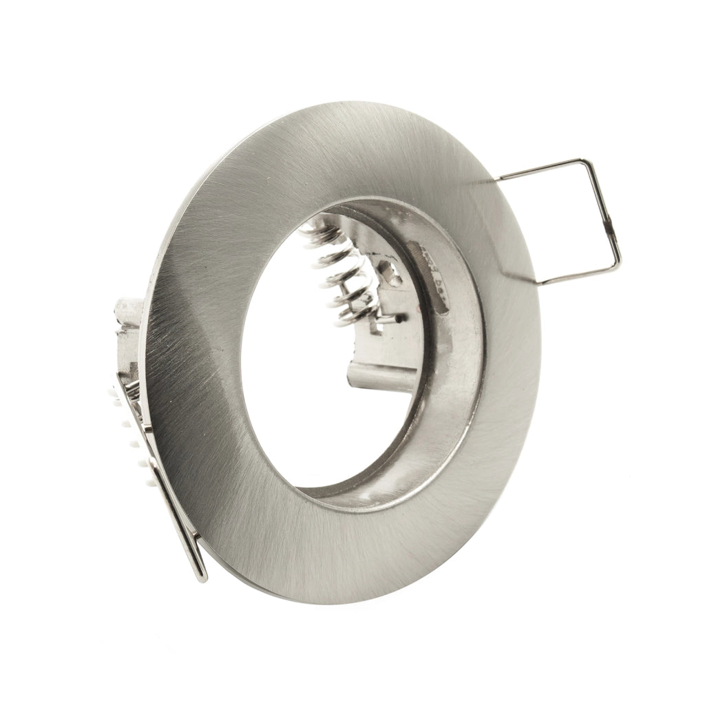 Porta faretto fisso tondo incasso cartongesso 6cm argento lampade LED GU10 GU5.3