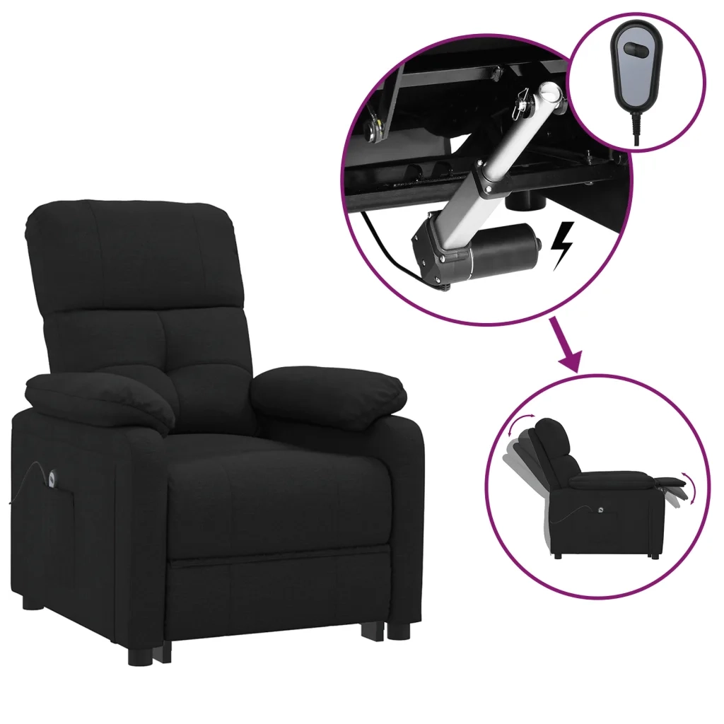 Poltrona Elettrica Reclinabile Nera in Tessuto cod mxl 11684