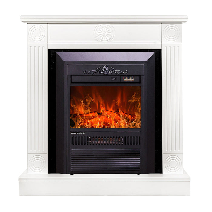 Camino Elettrico da Pavimento 86,5x82x25 cm Effetto Fiamma 2000W Donald & Cristina Bianco/nero