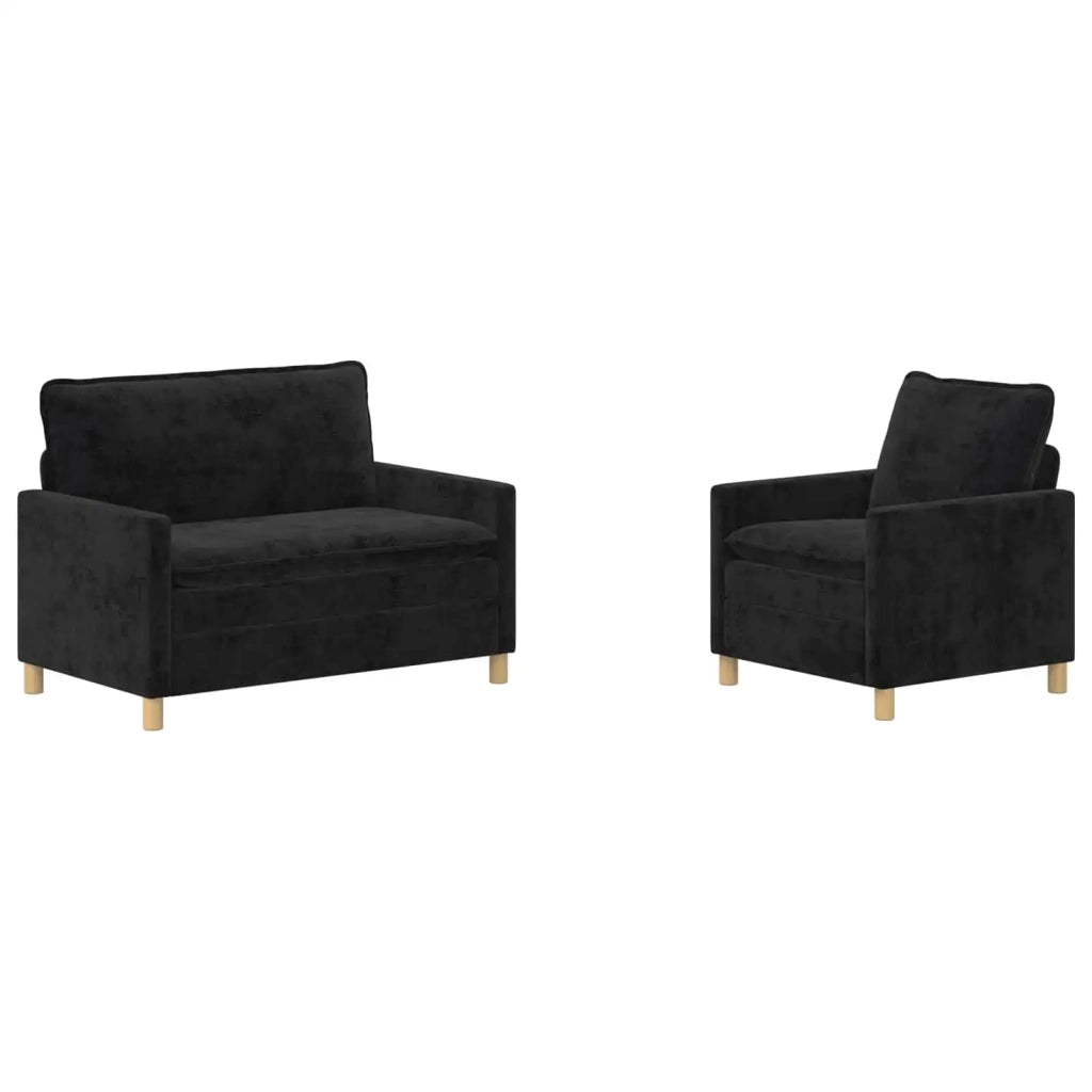 Set di divani 2 pcs Nero Poliestere 3417050
