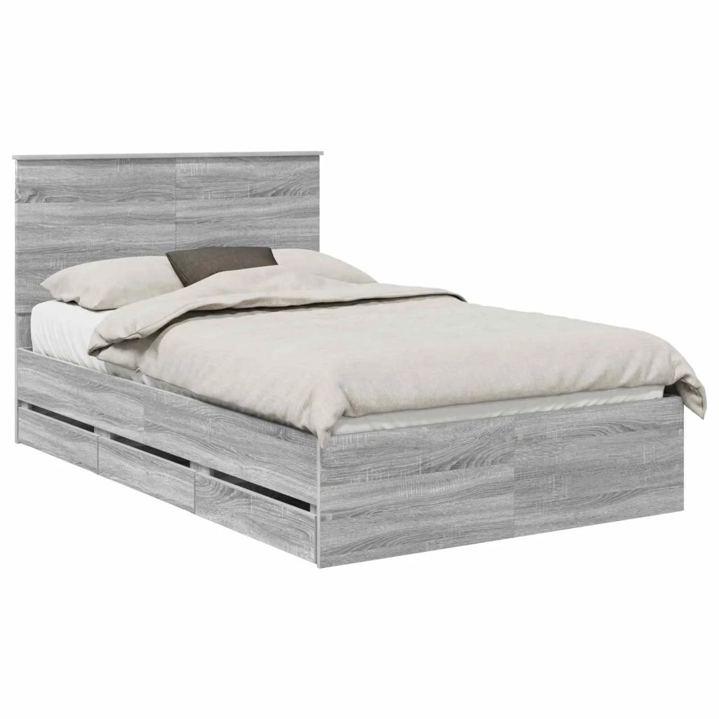 Struttura del letto con cassetto Grigio Sonoma 120 x 190 cm