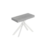 Consolle Allungabile 90-300x40x77 cm Saki Premium Cemento Gambe Bianche