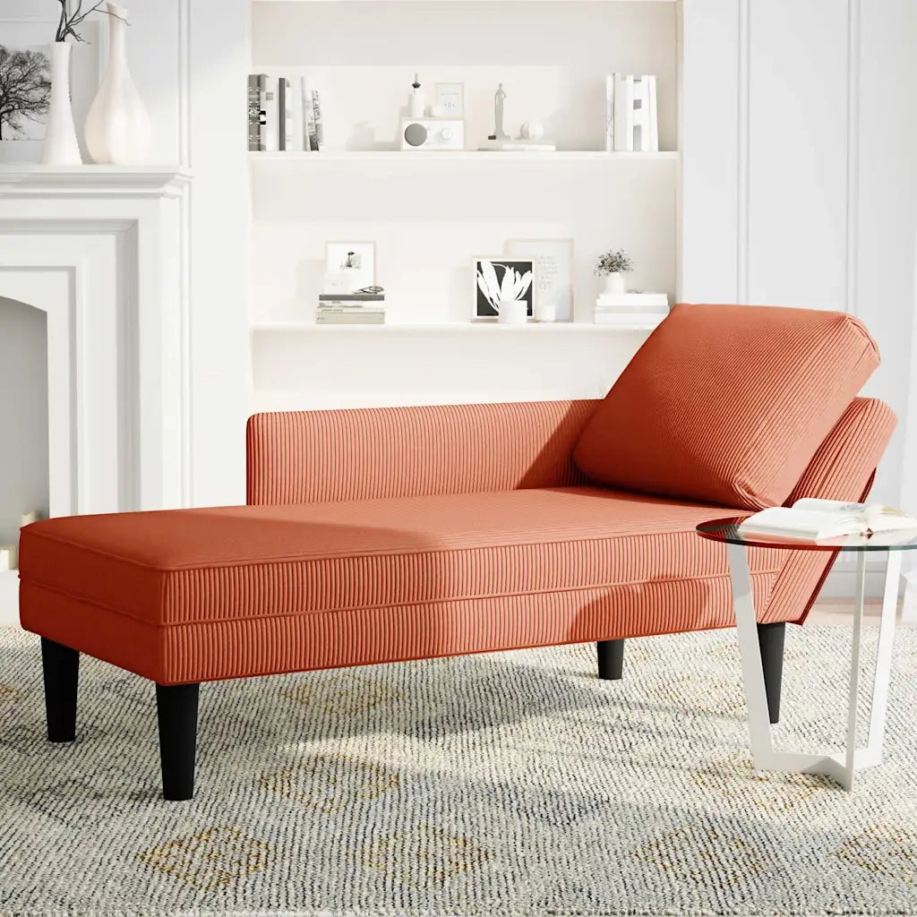 Sdraio con Cuscino Destro in Velluto a Coste Rosso Arancione CFW8282246