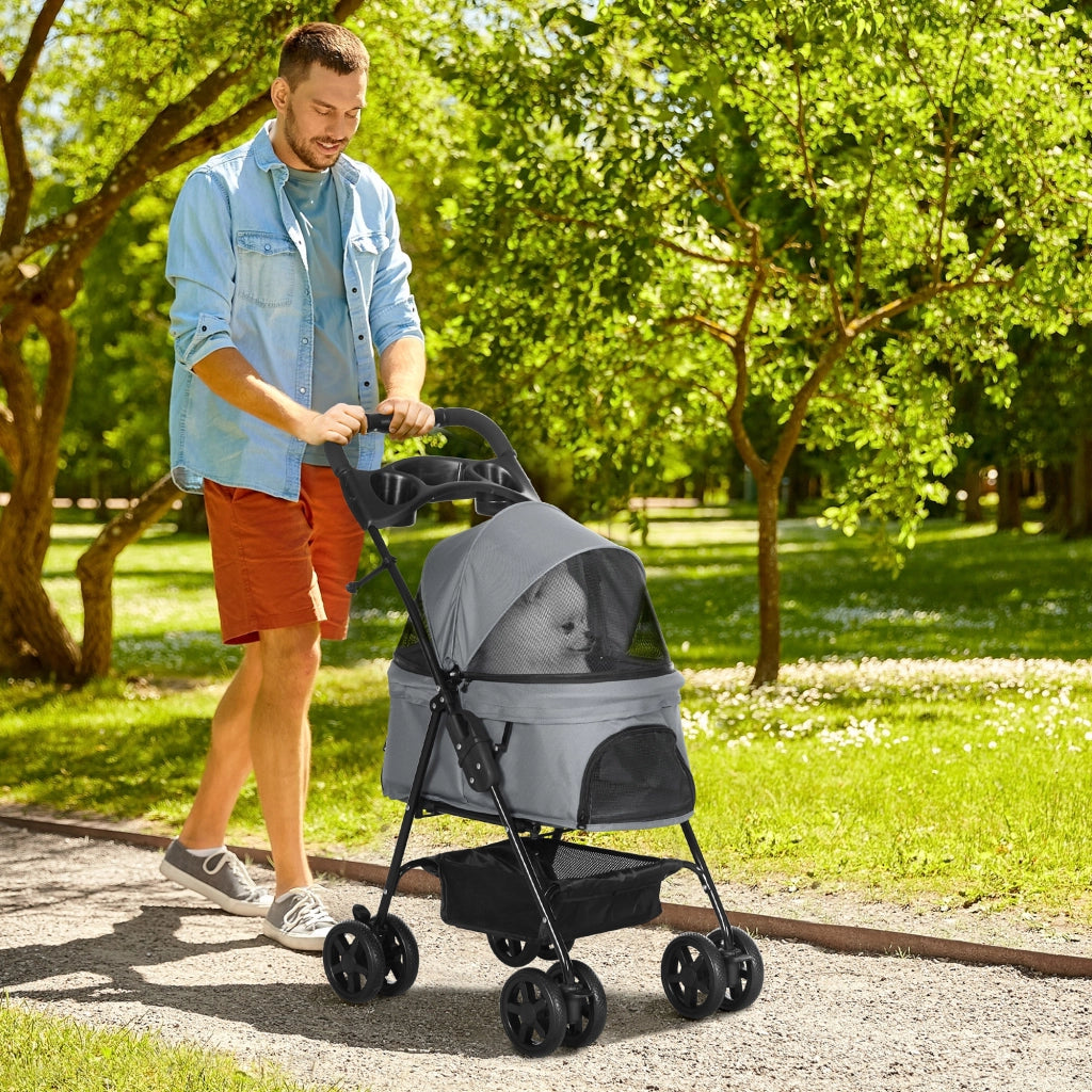 Carrello per Cani ¨C zephmum ¨C Grigio, Metallico, 67x45x96 cm