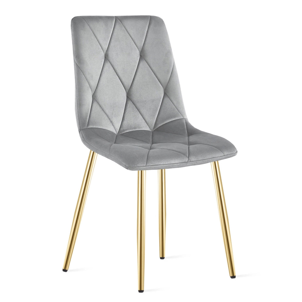 Sedia Libra in Velluto Grigio Chiaro con Gambe Oro