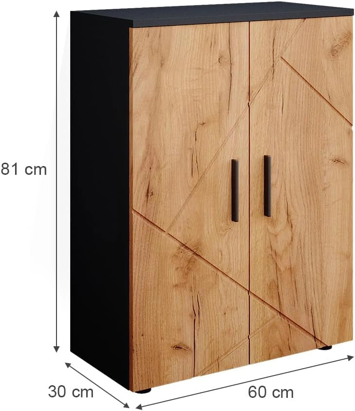 Mobiletto bagno Irma, Antracite/quercia dorata, 60 x 81 cm, per la conservazione in bagno e abbinabile alla serie Irma