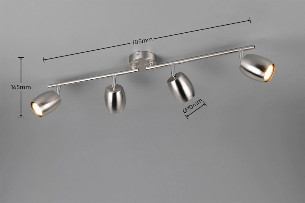 Plafoniera a binario 4xGU10 argento metallo NANCY RL