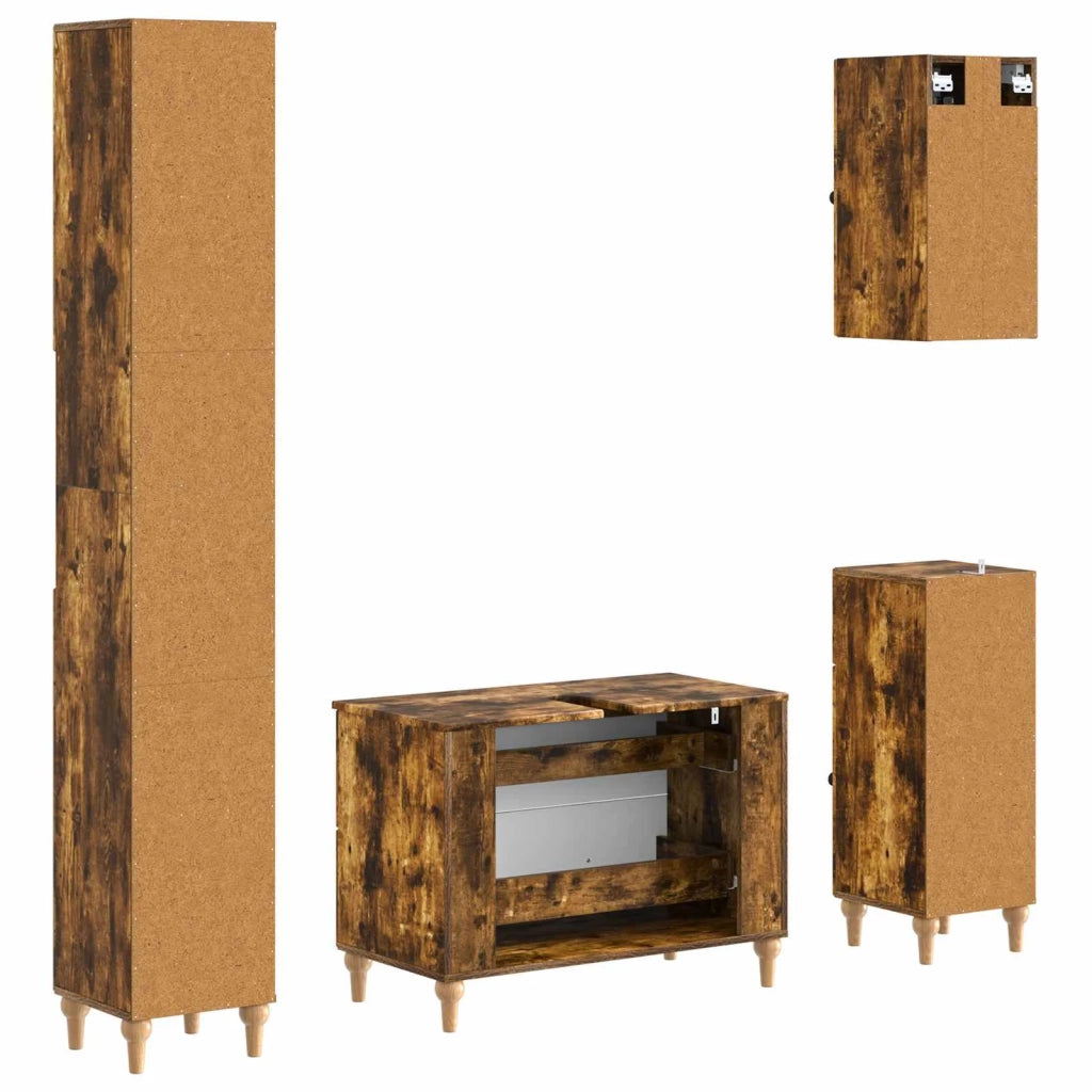 Set di Mobili da Bagno da 4 Pezzi ALKMAAR Rovere Fumo 3417914