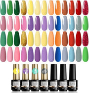 Set di Vernice a Guscio UV a 26 Colori - Rosso Rosa Verde Giallo Blu Glitter Oro - 7ml - Con Base Liscia, Primer, Top Coat e Finitura Matta - Utilizzare con Lampada UV - Manicure Artigianale 30pz