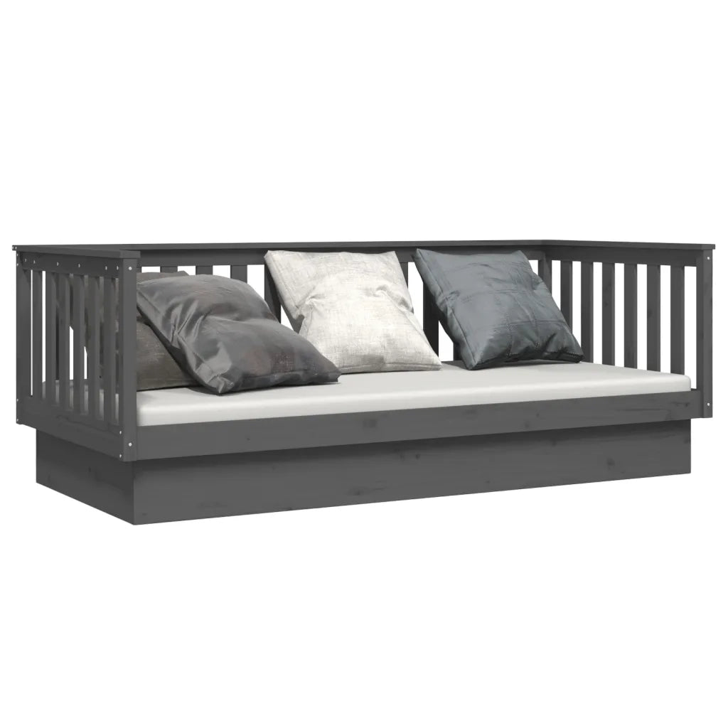 Letto singolo | Letto per adulti | Dormeuse Grigia 80x200 cm in Legno Massello di Pino