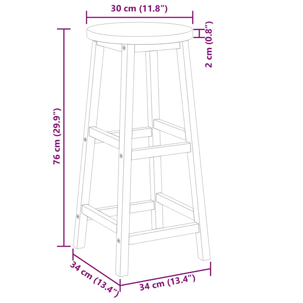 Sgabelli da Bar 4 pz in Legno Massello di Acacia 310285