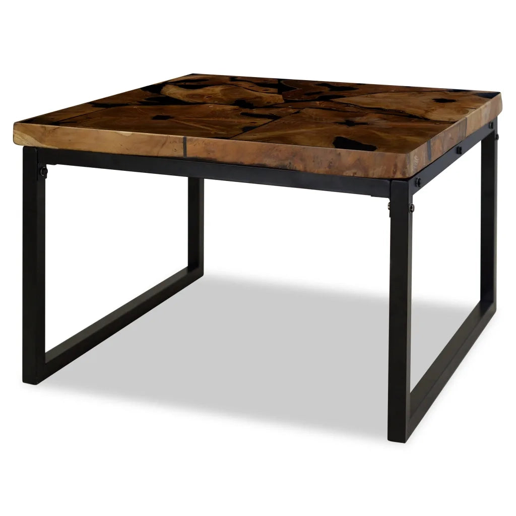 Tavolino da CaffÃ¨ in Legno di Teak e Resina 60x60x40 cm cod mxl 17833