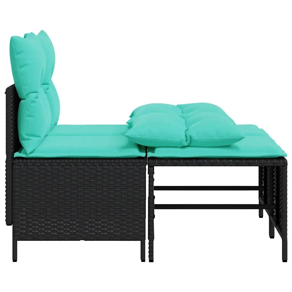 Set Divani da Giardino 4 pz con Cuscini Nero in Polyrattan 368379