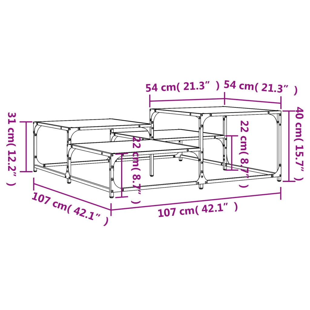 Tavolino salotto | Tavolino da caff¨¨ | Tavolino da Soggiorno Rovere Marrone 107x107x40 cm Legno Multistrato