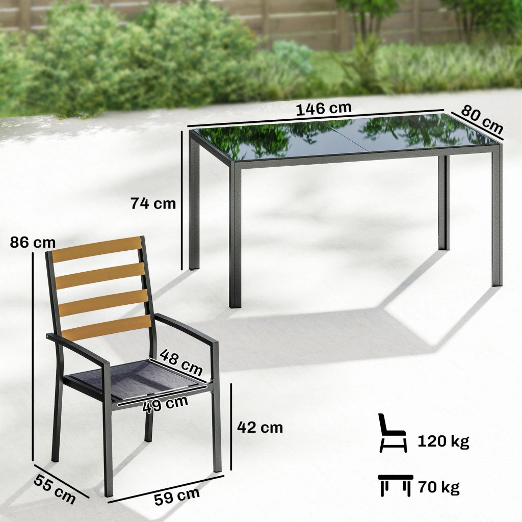 Tavolo da pranzo allungabile con sedie ¨C zephmum ¨C nero, 6 persone