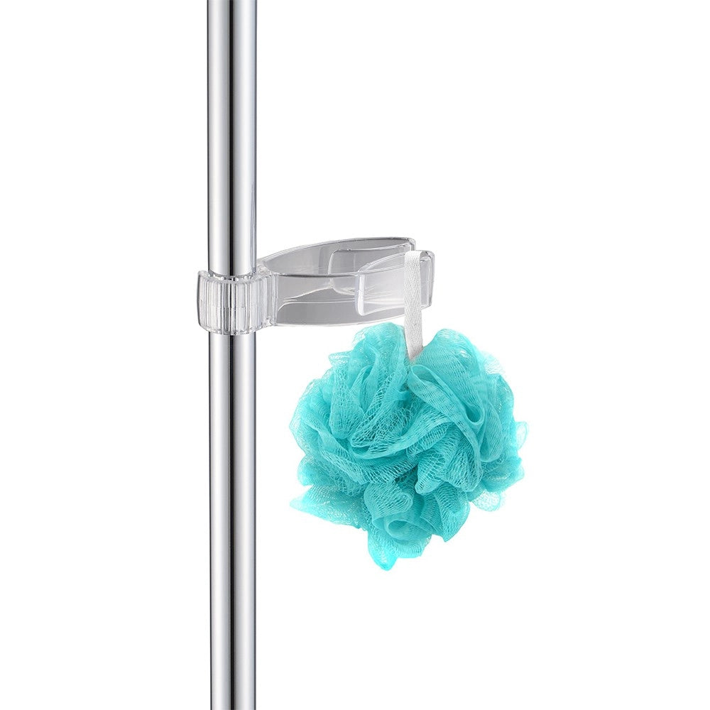 Gancio hook trasparente per aste o colonne doccia