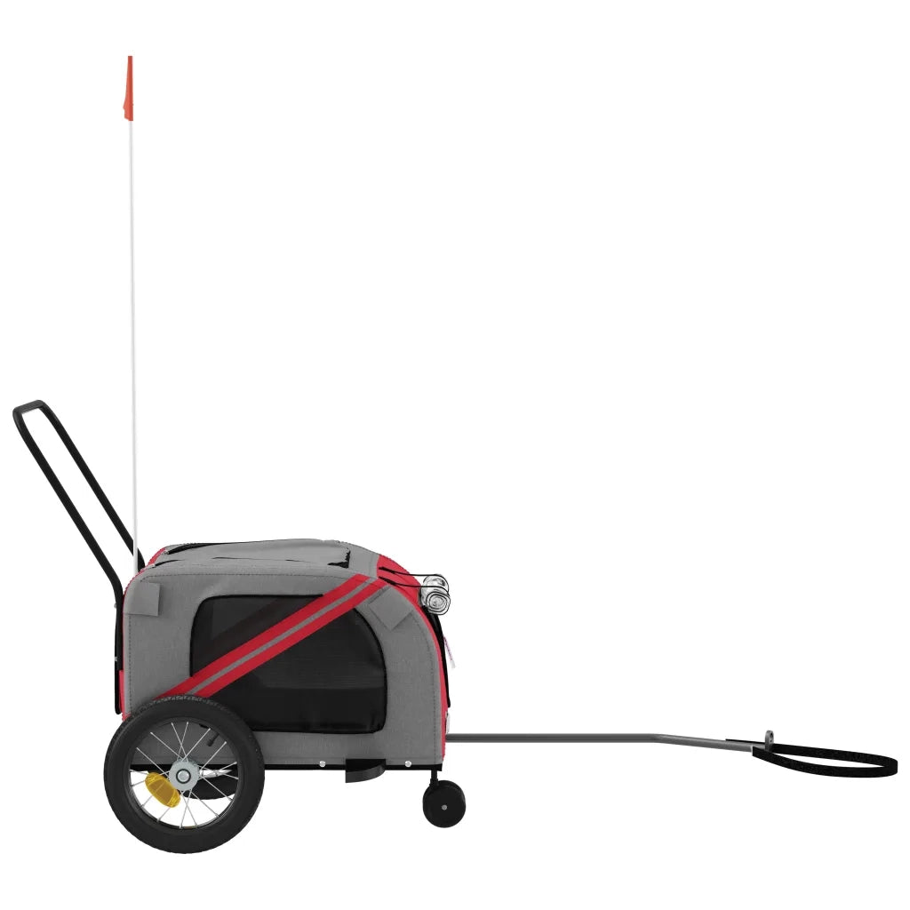 Rimorchio da Bici per Animali Rosso e Nero Oxford e Ferro CFW4781755