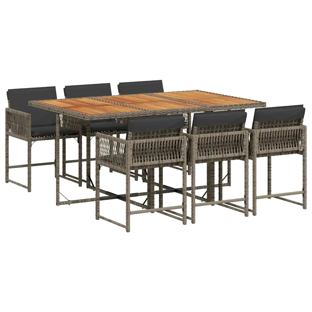 Set da Pranzo da Giardino 7 pz con Cuscini in Polyrattan Grigio 3211454