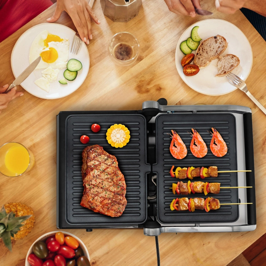 Pressa elettrica per panini 3 in 1 in materiale antiaderente, Piastre per panini a 4 fette rivestite con timer-Piccoli elettrodomestici da cucina