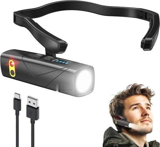 Lanterna frontale ricaricabile, nuova LED 2025 500 lumen sensore di movimento e 5 modalità con luce bianca e rossa lanterna da testa per adulti campeggio, escursioni, corsa, manutenzione